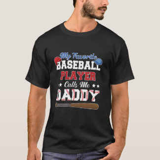 T-shirt Mon Joueur De Baseball Préféré M'Appelle Papa Père