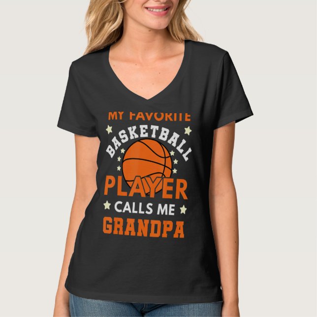 T-shirt Mon Joueur De Basket Favori M'Appelle Grand-Père B (Devant)