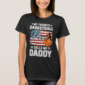 T-shirt Mon Joueur De Basket Favori M'Appelle Papa Ameri