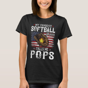 T-shirt Mon Joueur De Softball Favori M'Appelle Pops Ameri