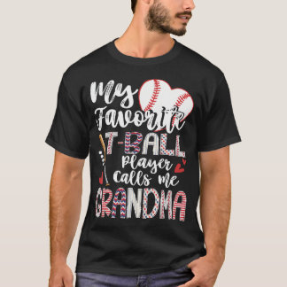 T-shirt Mon Joueur de T-Ball Préféré M'appelle Grand-Mère