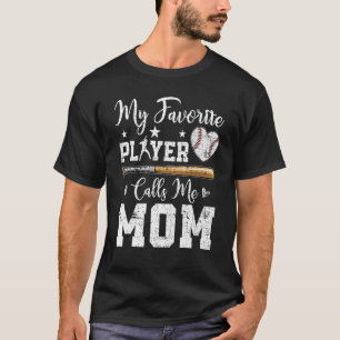 T-shirt Mon joueur favori de baseball m'appelle maman mama