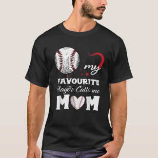 T-shirt Mon joueur favori de baseball m'appelle maman mama