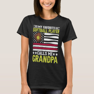 T-shirt Mon joueur favori de softball m'appelle grand-père