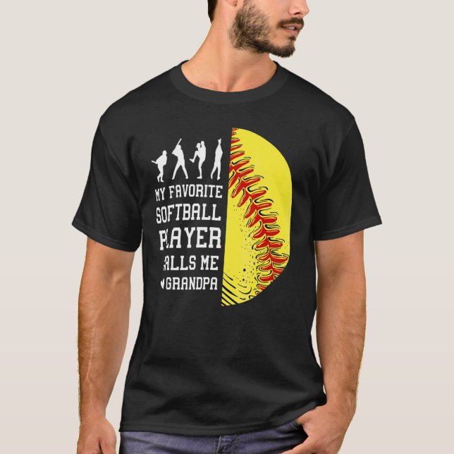 T-shirt Mon Joueur favori de softball m'appelle grand-père (Devant)