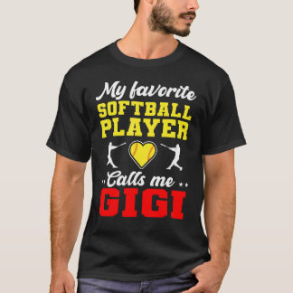 T-shirt Mon Joueur favori de softball m'appelle la Mère Gi