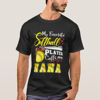 T-shirt Mon joueur favori de softball m'appelle Nana Tee M