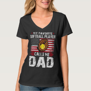T-shirt Mon Joueur favori de softball m'appelle Papa Softb