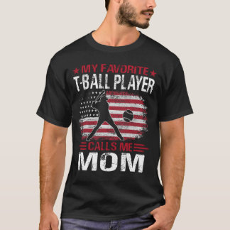 T-shirt Mon Joueur Favori De T-Ball M'Appelle MOM Baseball