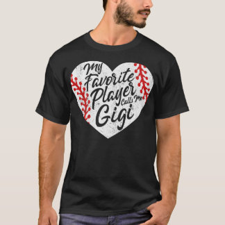 T-shirt Mon Joueur Favori M'Appelle Gigi Baseball Heart Cu