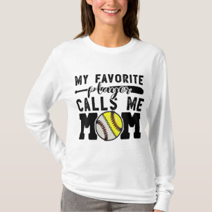T-shirt Mon Joueur Favori M'Appelle Maman Baseball Softbal