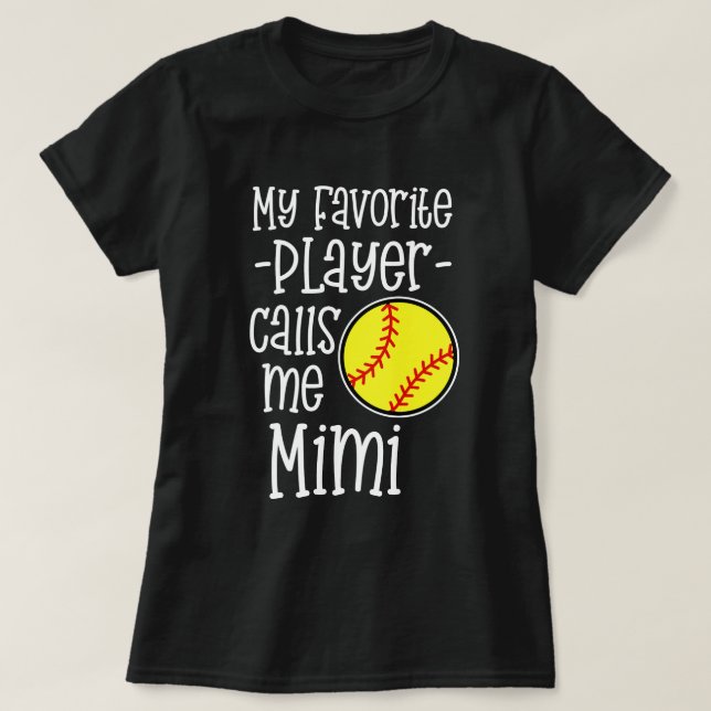 T-shirt Mon joueur préféré m'appelle jeu de base-ball Mimi (Design devant)