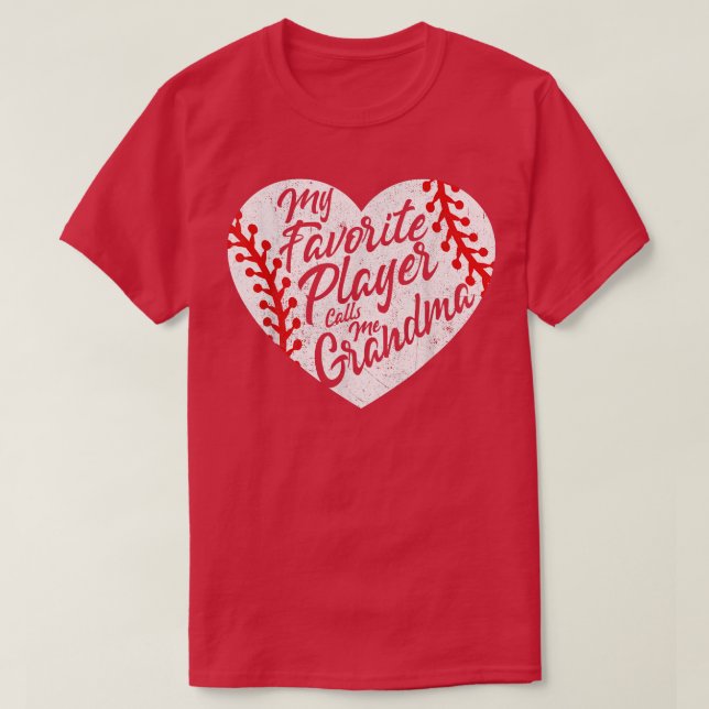 T-shirt Mon Joueur préféré m'appelle le coeur de baseball  (Design devant)