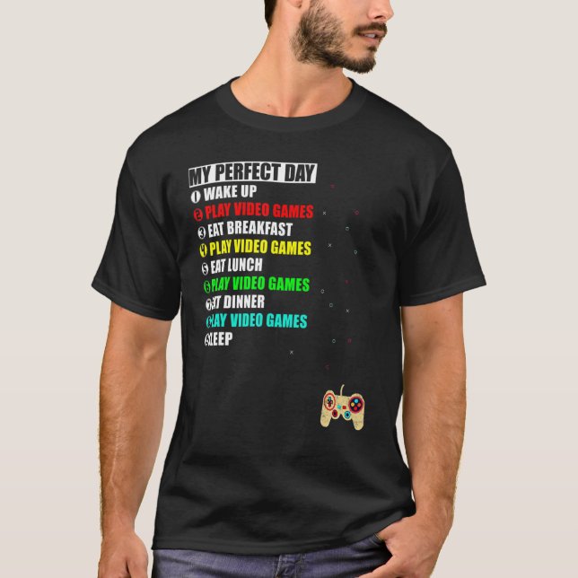 T-shirt Mon jour de jeu parfait Joueur vidéo amusant pour  (Devant)
