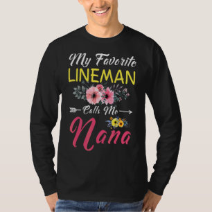 T-shirt Mon Lineman Favori M'Appelle Nana Flowers Family M