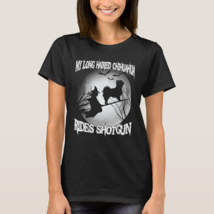 T-shirt Mon long Haied Chihuahua Rides Shotgun Halloween