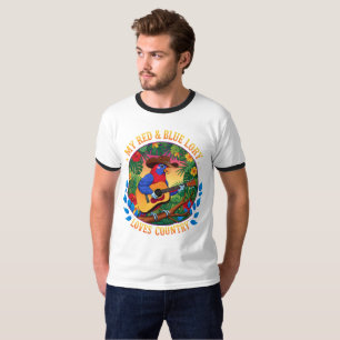 T-shirt Mon Lory rouge et bleu aime le pays