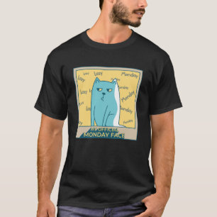 T-shirt Mon Lundi Officiel Visage Drôle Grumpy Visage Chat