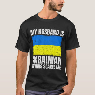 T-shirt Mon mari est le drapeau ukrainien pour femme Ukrai