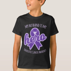 T-shirt Mon mari est mon héros Pancréatique Cancer Sensibi
