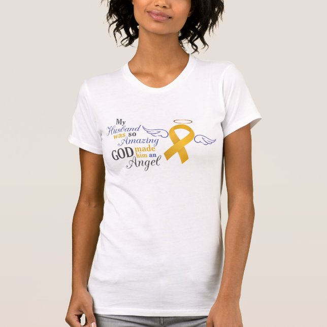 T-shirt Mon mari un ange - Cancer d'annexe (Devant)