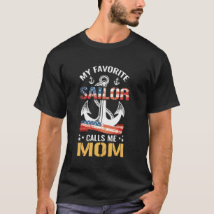 T-shirt Mon marin préféré m'appelle maman drapeau USA ancr