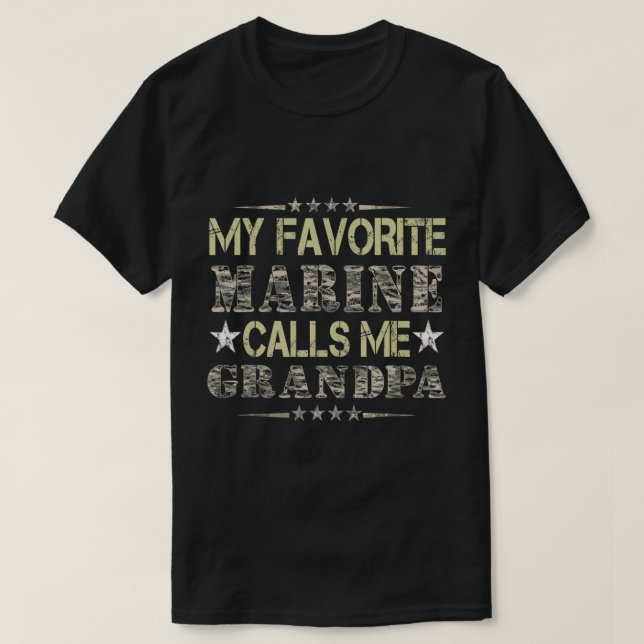 T-shirt Mon Marine Préférée M'Appelle Grand-Père, Vétéran  (Design devant)