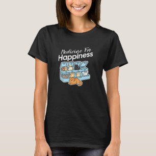 T-shirt Mon médicament pour le bonheur appelé Chats tous l