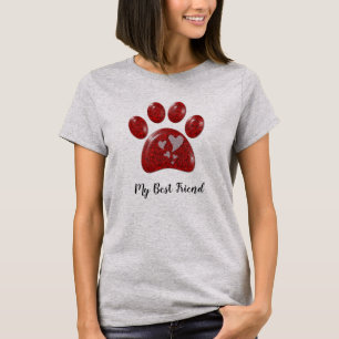 T-shirt Mon meilleur ami Bright Red Empreinte de patte Amo