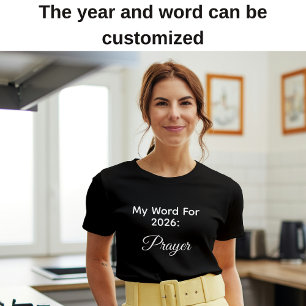 T-shirt Mon mot de l'année 2026 Prière Typographie simple