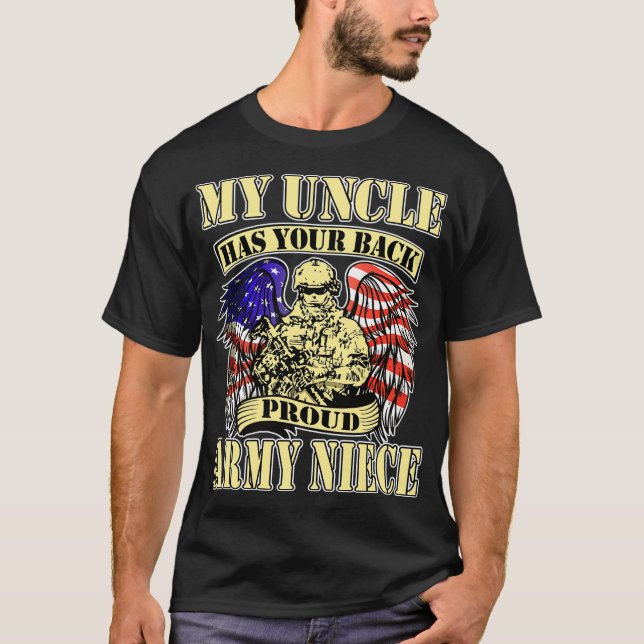 T-shirt Mon oncle a ton dos fière armée nièce US Militar (Devant)