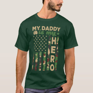 T-shirt Mon papa est mon héros Papa militaire drapeau amér