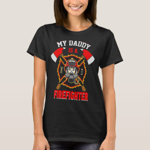 T-shirt Mon Papa Est Un Pompier Fier Fils Fille Fille Fill