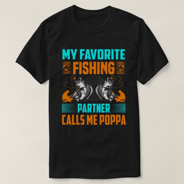 T-shirt Mon Partenaire De Pêche Préféré M'Appelle POPPA Vi (Design devant)