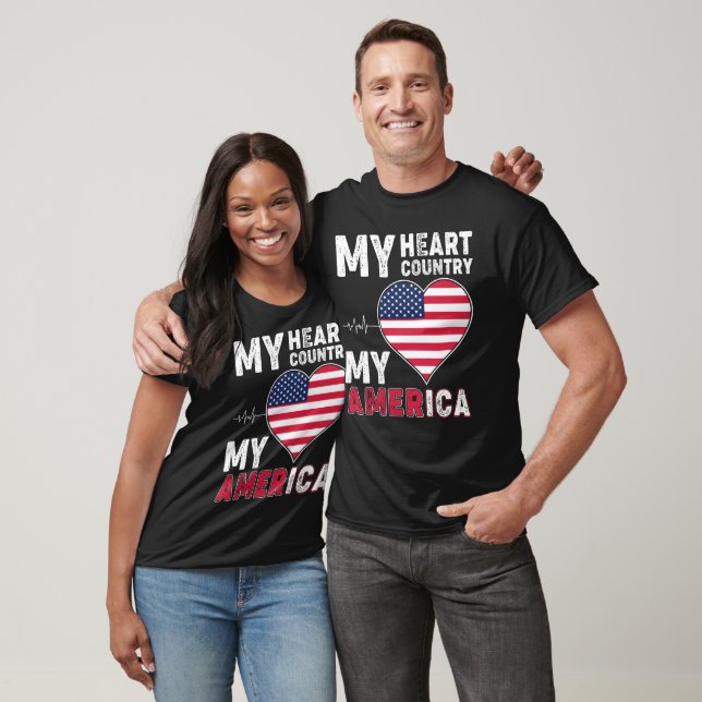 T-shirt Mon pays de coeur, mon Amérique (Unisexe)