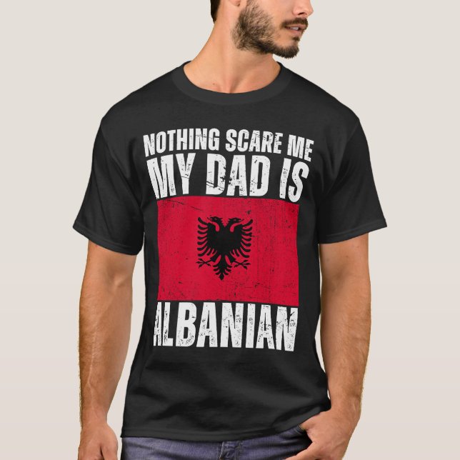 T-shirt Mon père est Albanais Albanie Fierté Drapeau Hérit (Devant)