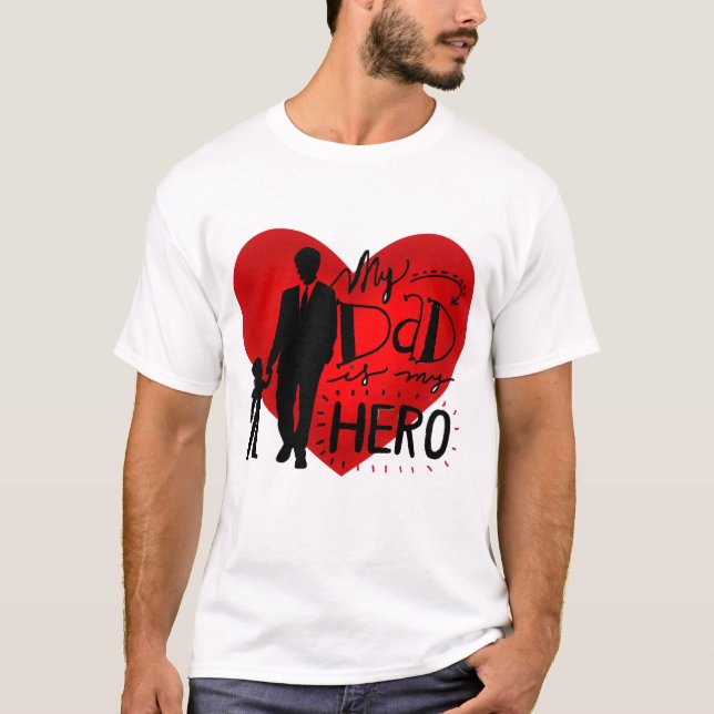 T-shirt Mon père est mon héros : Un hommage sincère Silhou (Devant)