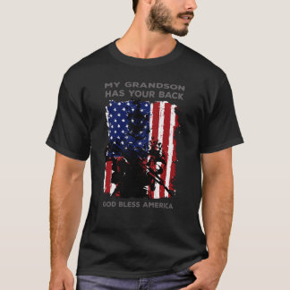 T-shirt Mon petit-fils a votre dos - militaires