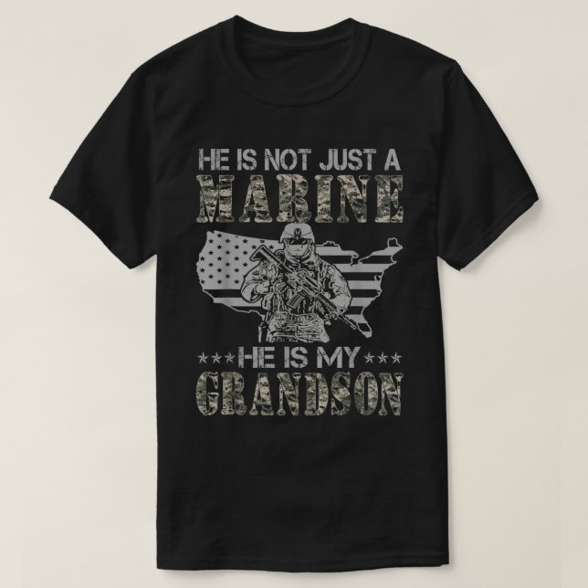 T-shirt Mon Petit-Fils Est Un Grand-Mère Fière De Marine (Design devant)