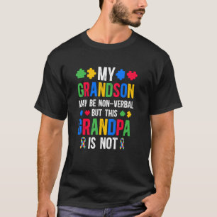 T-shirt Mon petit-fils fier autisme grand-père guerrier de