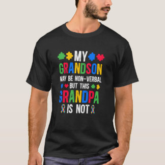 T-shirt Mon petit-fils fier autisme grand-père guerrier de