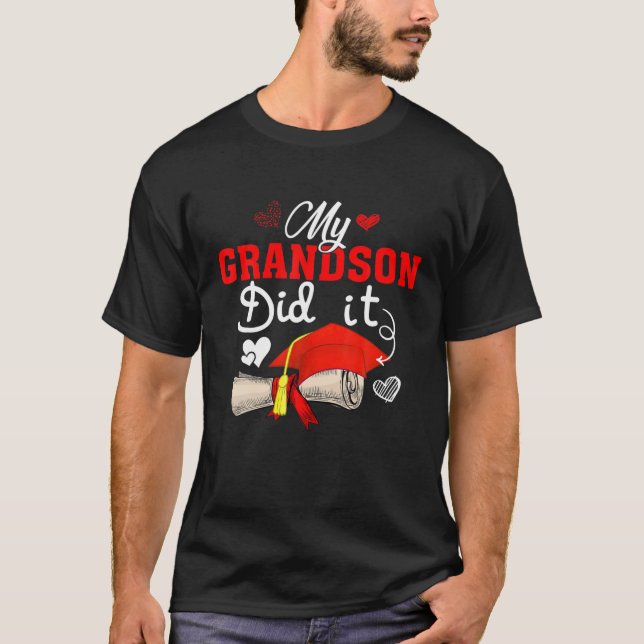 T-shirt Mon Petit-Fils L'A Fait Casquette Diplômé Fière Gr (Devant)