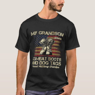 T-shirt Mon Petit-Fils Porte Des Bottes De Combat Et Des T