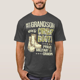 T-shirt Mon Petit-Fils Porte Des Bottes De Combat Fière Ar
