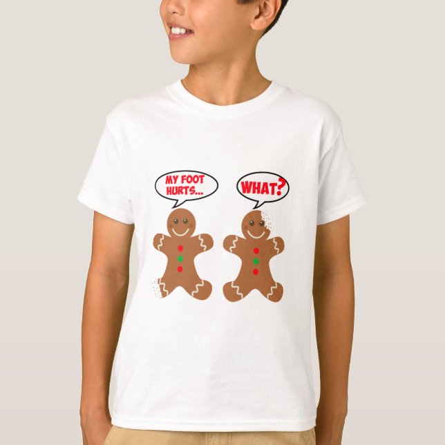 T-shirt Mon pied fait mal à Funny Gingerbread Homme Noël (Devant)