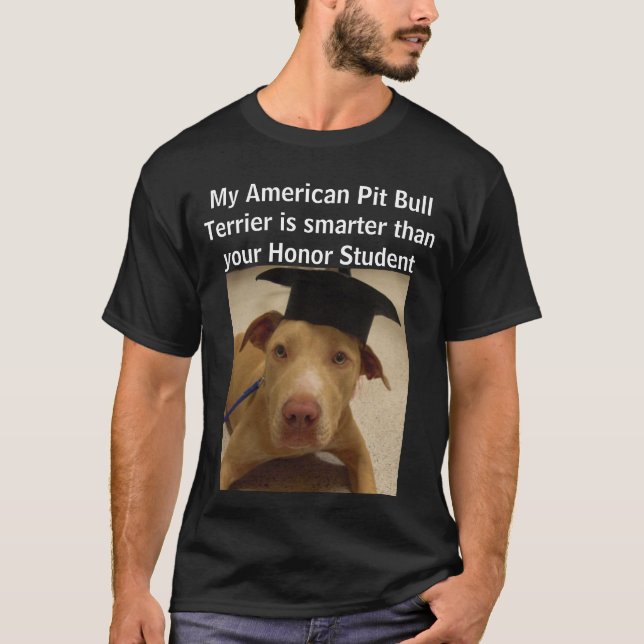 T-shirt Mon pitbull Terrier américain est plus futé que (Devant)