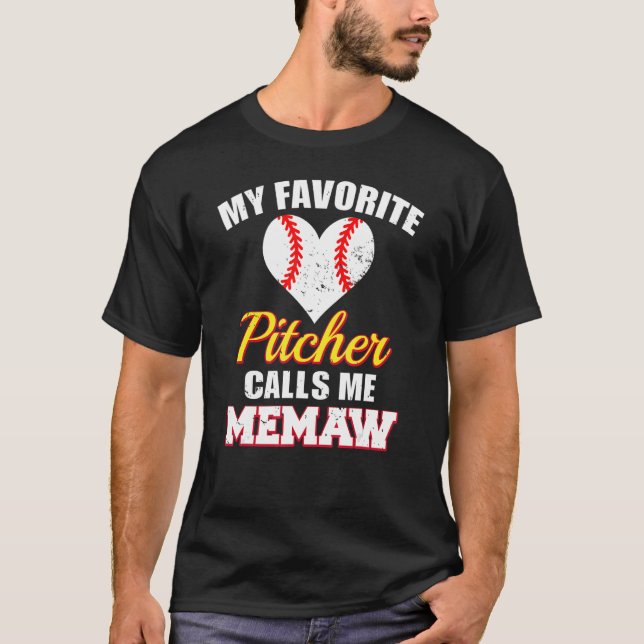 T-shirt Mon Pitcher préféré m'appelle Memaw Pitcher Baseba (Devant)