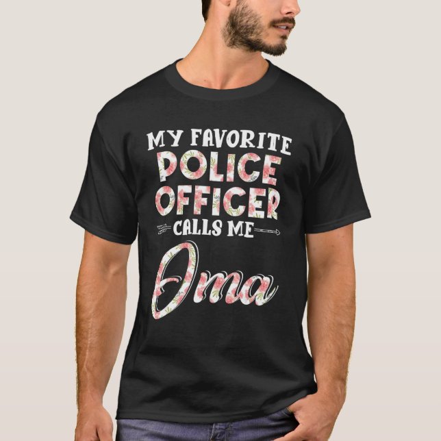 T-shirt Mon Policier Préféré M'Appelle Oma Floral (Devant)