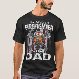T-shirt Mon pompier favori m'appelle DAD USA Drapeau