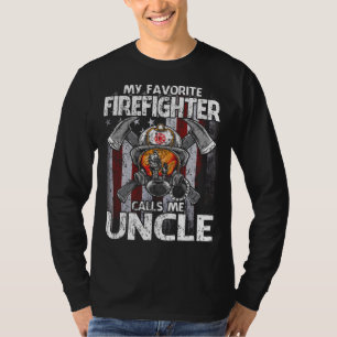 T-shirt Mon pompier favori m'appelle UNCLE USA Flag